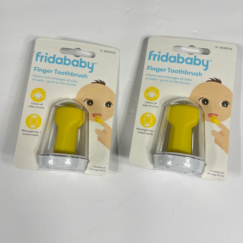 Fridababy Finger Toothbrush Silicone Oral Care Yellow Unisex 3+ Months 2 Pack
